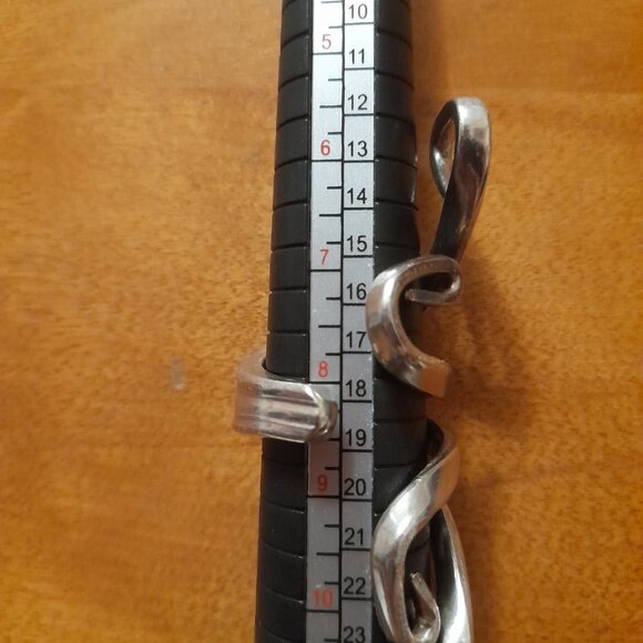 Large Vintage Fork Ring Silver Tone Twisted Avant Garde Design Thick Men Jewelry - Picture 5 of 16